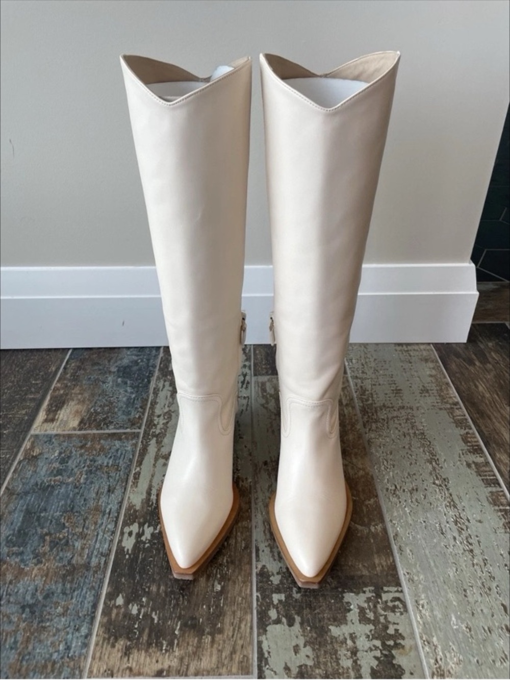 Stuart Weitzman Tate Women’s Cowboy Boots Cream Sz 6.5